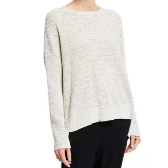 Eileen Fisher Sweaters - Eileen Fisher Speckle Sweater Womens Sz L Crew Neck Organic Cotton Pullover